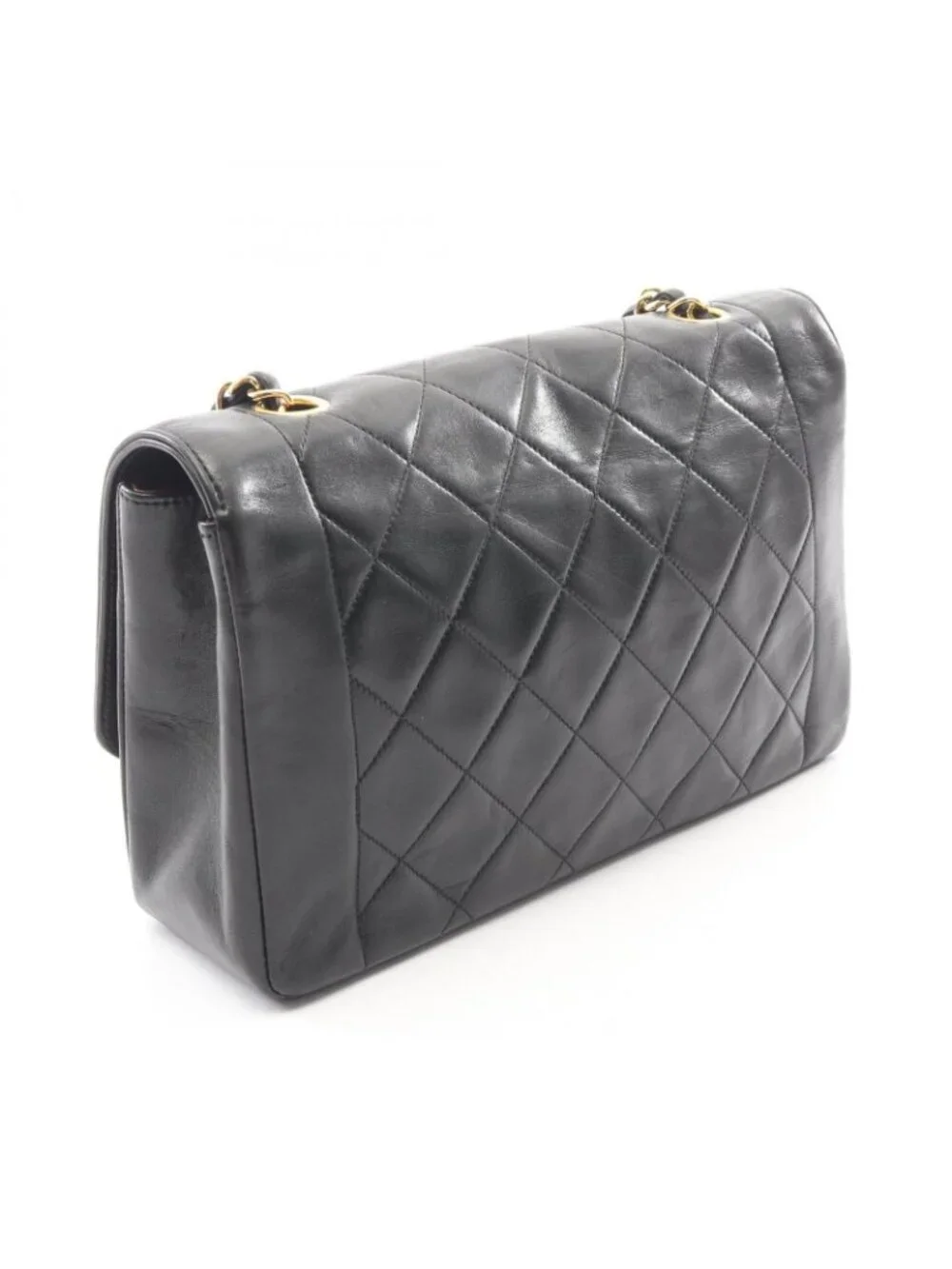 Chanel Shoulder Bag Quilted Diana Flap Black Lambskin Chain